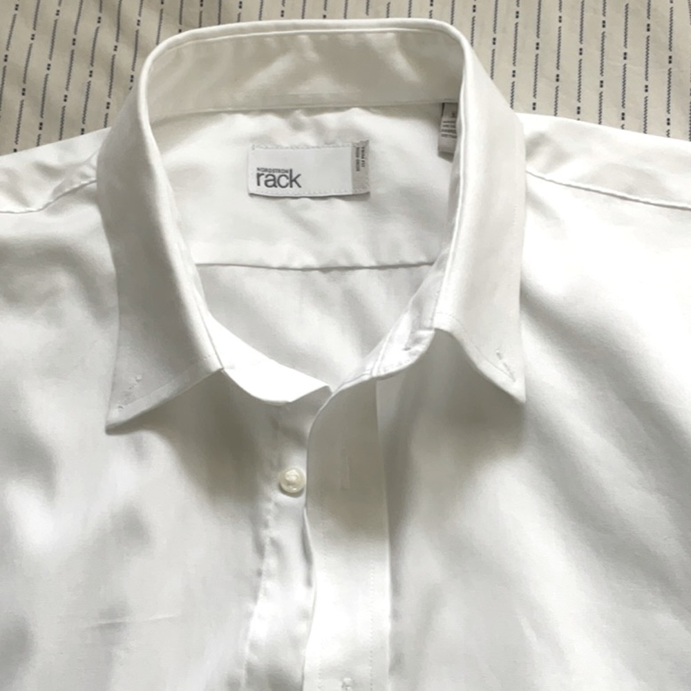 Nordstrom Rack Men Long-sleeved Shirt,100%Pima Cotton Trim Fit Non-Iron 16/32-33